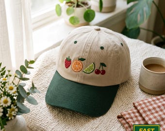 Embroidered Fruity Y2K Trucker Hat, Subtle Pride Hat, Lesbian Subtle Bisexual Gift For Trans Pride Merch Pride Month Hat