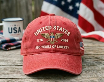 Embroidered United States 250th Anniversary Cap – Patriotic Eagle USA Flag Veteran Hat