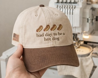 Embroidered Trucker Hat: Bad Day To Be A Hot Dog Design