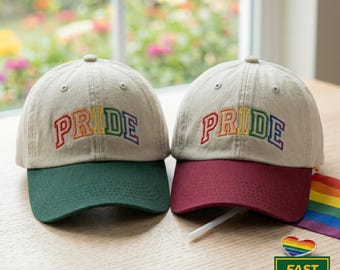 Pride Embroidered Trucker Hat, LGBTQ Support, Colorful Stitched Letter Headwear, Pride Month Gift for Her Him, Aesthetic Queer Cap