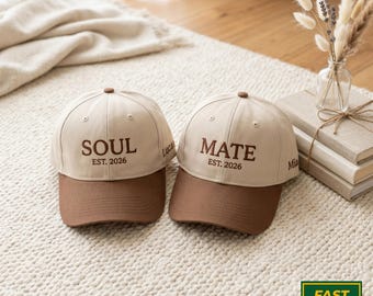 Embroidered Soul Mate Trucker Hat, Couple Gift