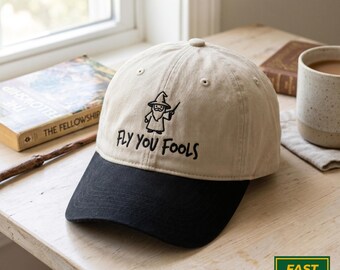 Fly You Fools Embroidered Trucker Hat, LOTR Embroidered Hat, Middle Earth Fantasy Gift, LOTR Aesthetic Hat