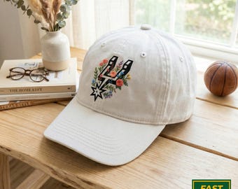 Faux Floral Basketball Washed Hat, Basketball Hat, Flower Faux Style, Texas Sports Fan Gift, Vintage Aesthetic Hat