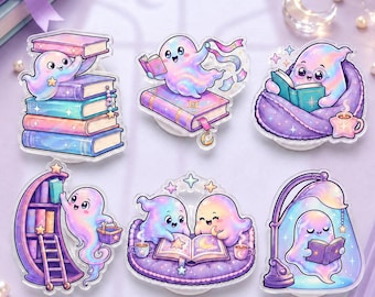 Bookish Ghost MagSafe Compatible Phone Grip, Kawaii Reading Ghost Phone Stand, Ghost Book Lover Accessory, Alt Girl Spooky Cute Phone Stand