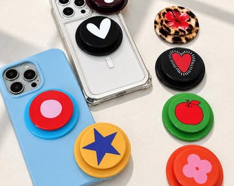 Colorful MagSafe Phone Grip, Cute Magnetic Phone Holder, Star, Heart, Apple Phone Stand, Kawaii Accessories for Phone, E-reader, Gift Idea