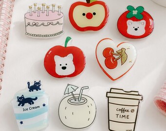 Kawaii Food & Drink MagSafe Phone Grip Set, Cute Cupcake, Cherry, Ice Cream, Coffee, and Apple Magnetic Grip, Accessories for Her, Gift Idea