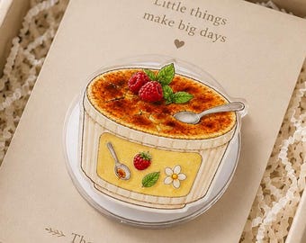 Crème Brûlée Shaker MagSafe Phone Grip, Kawaii Dessert Phone Holder, Cute Dessert with Berries, Flowers Charm, Dessert Lover Phone Accessory