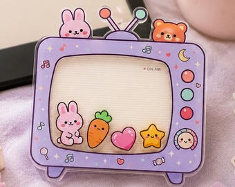Kawaii TV Shaker MagSafe Phone Grip, Bunny Bear Shaker Magnetic Phone Holder, Pastel E-reader Stand, Gift For Girl, Kawai Lover Gift