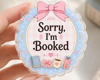 Sorry I'm Booked Shaker Phone Grip, Book Lover Phone Grip with Moving Charms, Book Reader Gift, Coquette Reading Gift, E-reader Accessories