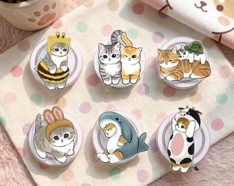 Kawaii Cat Costume MagSafe Phone Grip Collection, Cartoon Cats Magnetic Phone Holder, Fun Phone Accessories for Cat Lovers & Teens