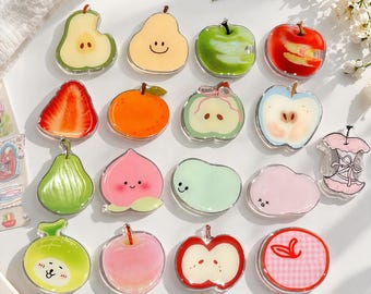 Kawaii Fruit MagSafe Phone Grip Set, Cute Acrylic Fruit Accessories, A