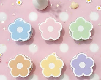 Kawaii Flower Magnetic Phone Grips Set – 6 Cute Pastel Flower Designs Phone Holders for Teens & Flower Lovers, Colorful Phone Accessories