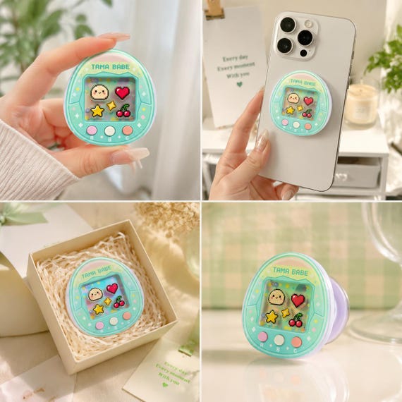 Tama Babe Shaker MagSafe Phone Grip, Retro 90s Egg Game Shaker Acrylic Charm, Y2K Nostalgia Holder, Gift for Gamer Girl