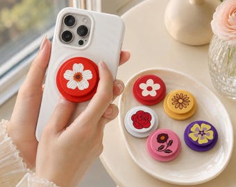 Soporte magnético para teléfono MagSafe con diseño floral retro, soporte magnético con forma de margarita colorida, soporte botánico para teléfono, regalo para adolescentes, compatible con teléfonos femeninos