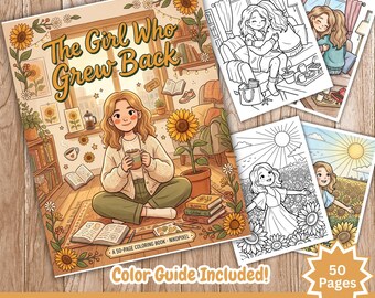 The Girl Who Grew Back Coloring Book, Cozy Cottagecore Stress Relief (Digital Download)