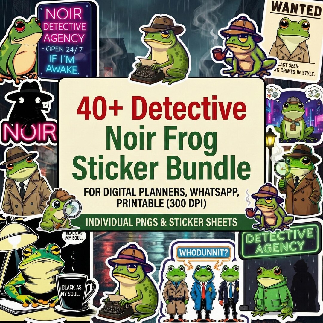 Detective Frog Clipart Bundle, Noir Mystery Stickers, True Crime ...