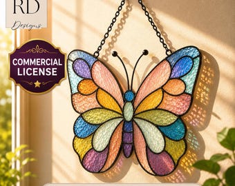 Butterfly Stained Glass Pattern Colorfull Butterfly Suncatcher Digital Download pdf svg DIY Glass Art Handmade Gift Home Decor Wall Hanging