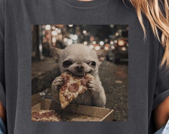 Chihuahua Eating Pizza, Funny Meme Shirt, Funny Graphic Tee, Gift Sarcastic Novelty Shirts, Funny Chihuahua Meme Shirt Vintage, Pet Portrait