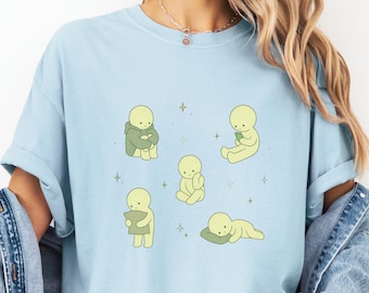 Cute Smiski Shirt Y2K 90s Homebody Club Graphic Tee, Kewpie Cherub Sonny Angel Lover Gift Green Guy, Smiski Comfort Colors Oversized T-Shirt