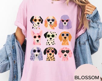 Comfort Colors® Dog Graphic Tee, Colorful Puppy Shirt, 100% Cotton Unisex Fit