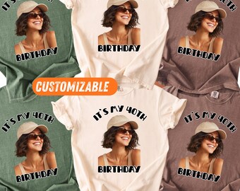 Custom Birthday Crew Shirts: Personalized Photo Party Tees, Birthdays Gift, Matching T-Shirts, Bday Celebrations, Customizable Gift