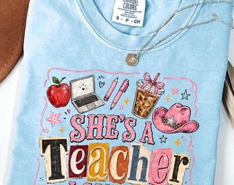 Teacher T-Shirt, She's A Teacher I Can Tell Tee, Teacher Appreciation Shirt, Funny Teacher Gift, Back to School Shirt, Teacher Team Tee