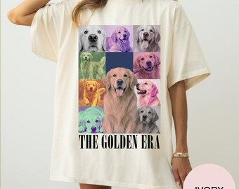Customisable Golden Retriever Collage Tee: Cozy Dog Mom Cotton Shirt, Comfort colour Dog Tshirt