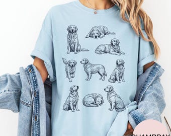 Golden Retriever Poses Graphic Tee, Vintage Dog Lover Shirt