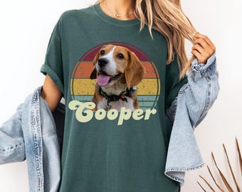 Custom Pet Photo Shirt: Retro Dog Cat Lover Gift, Personalized Name Tee