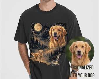 Comfort Colors® Custom Pet Photo Shirt, Dog Howling Moon Graphic Tee