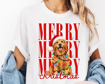Custom Pet Christmas Shirt, Personalized Dog Photo Shirt, Merry Christmas Pet Tee,Xmas Gift for Dog Mom, Custom Dog Portrait Shirt