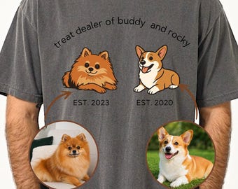 Personalized Dog Dad Treat Dealer Shirt, Custom Pet Photo Tee, Dog Name EST Year