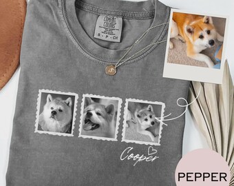 Custom Pet Photo Stamp Shirt: Personalized Dog Portrait Tee, Pet Keepsake Gift