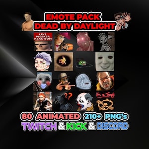 Pacchetto Emote DBD / Twitch, Discord, Kick, YouTube, TikTok / Download immediato / Oltre 290 animazioni e PNG / 4 dimensioni