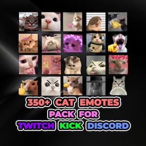 350+ Cat Memes Emotes Pack | Twitch, YouTube, Discord, WhatsApp | 3 Sizes | Instant Download | Animated & PNG