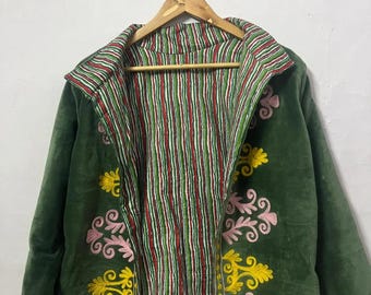 ベルベットスザニ刺繍ジャケット ベルベット スザニ 刺繍ジャケット、ボヘミアン風レディース冬コート