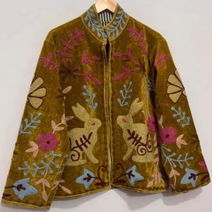 Handcrafted Patchwork Quilted Jacket, Boho Ethnic Wear, Suzani Textile