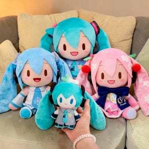 Peluche Hatsune Miku, peluche de anime de cola doble, almohada Kawaii Miku, 32 cm