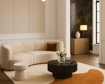 Hand Tufted Wool Area Rug | Luxury Modern Abstract Beige & Brown Rug for Living Room