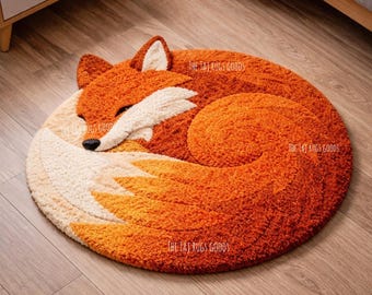 Hand Tufted Wool Fox Rug | Kids Nursery Decor