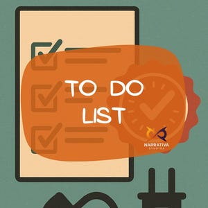 May include: A digital illustration with a to-do list, a clock, and a power plug. The words "TO DO LIST" are in white. The background is a mix of orange, teal, and brown.
