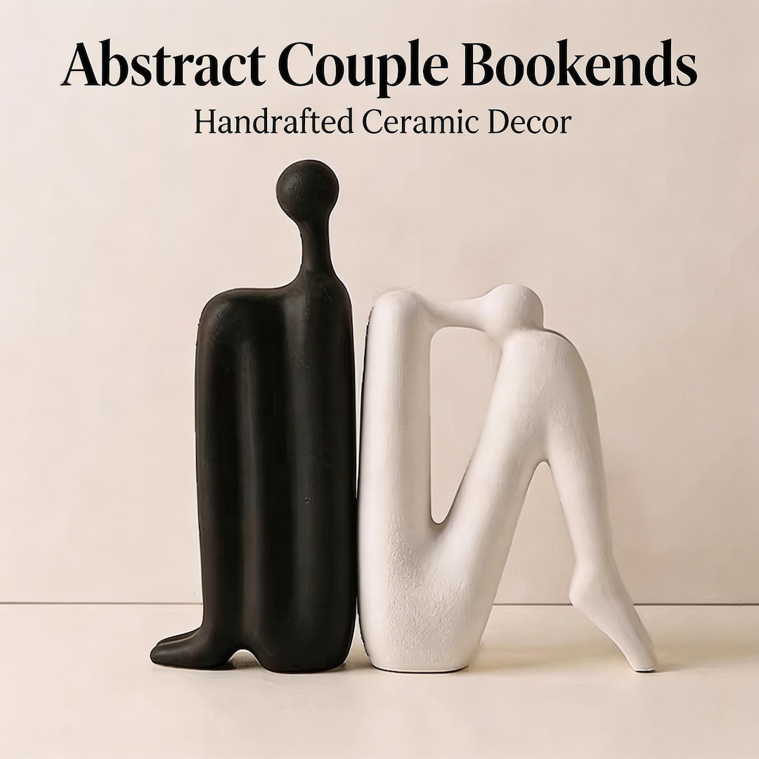 Human Bookends Handmade Ceramic Abstract Bookends | Back-to-back Human Figurines ...