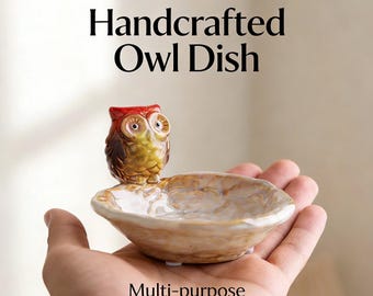 Handcrafted Ceramic Owl Dish – Decorative Trinket Bowl, Jewelry Holder