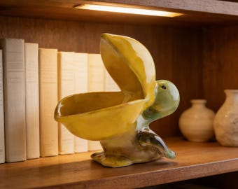Handmade Ceramic Pelican Catchall | Retro Trinket Dish, Home Decor