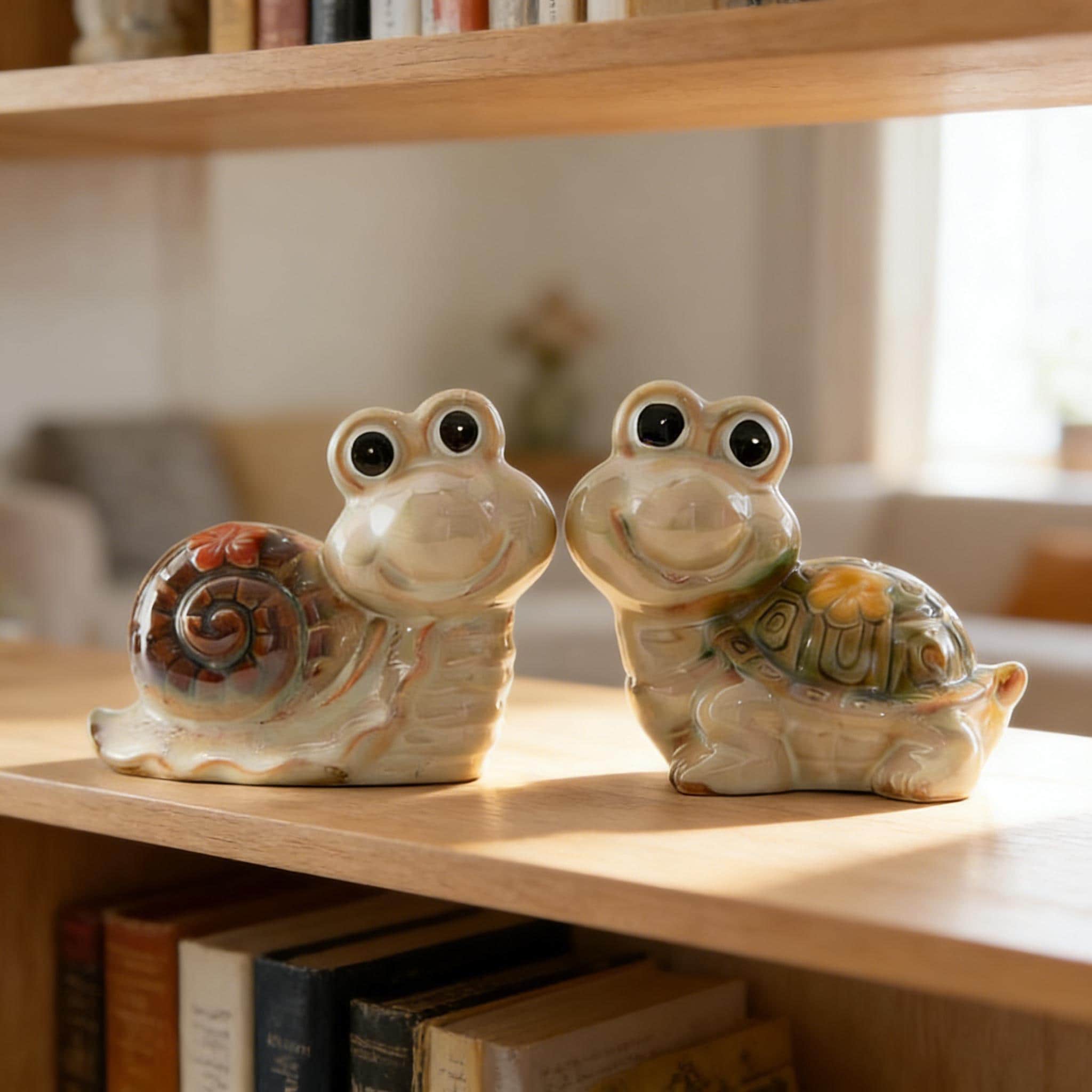 置物 handmade Handmade Ceramic Frog Figurines, Snail & Turtle Shells, Whimsical