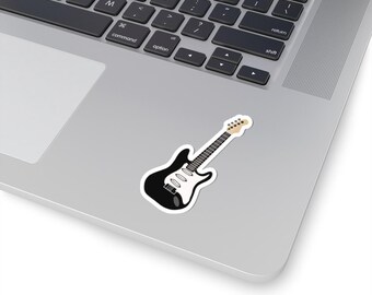 Black Electric Guitar Sticker | Kiss-Cut Vinyl Sticker, Music Decal
