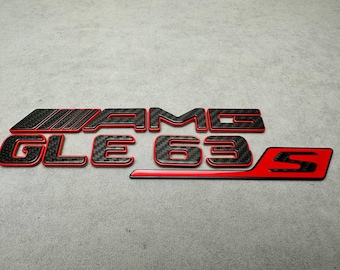 Emblème AMG GLE 63S Métal Rouge et Carbone Style Brabus 2025