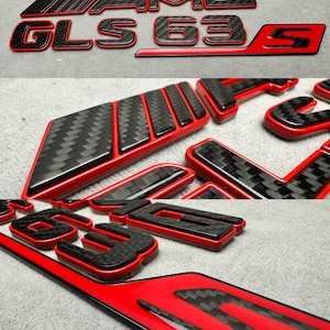 AMG GLS 63S Rear Emblem Metal Red And Carbon Brabus Style 2025