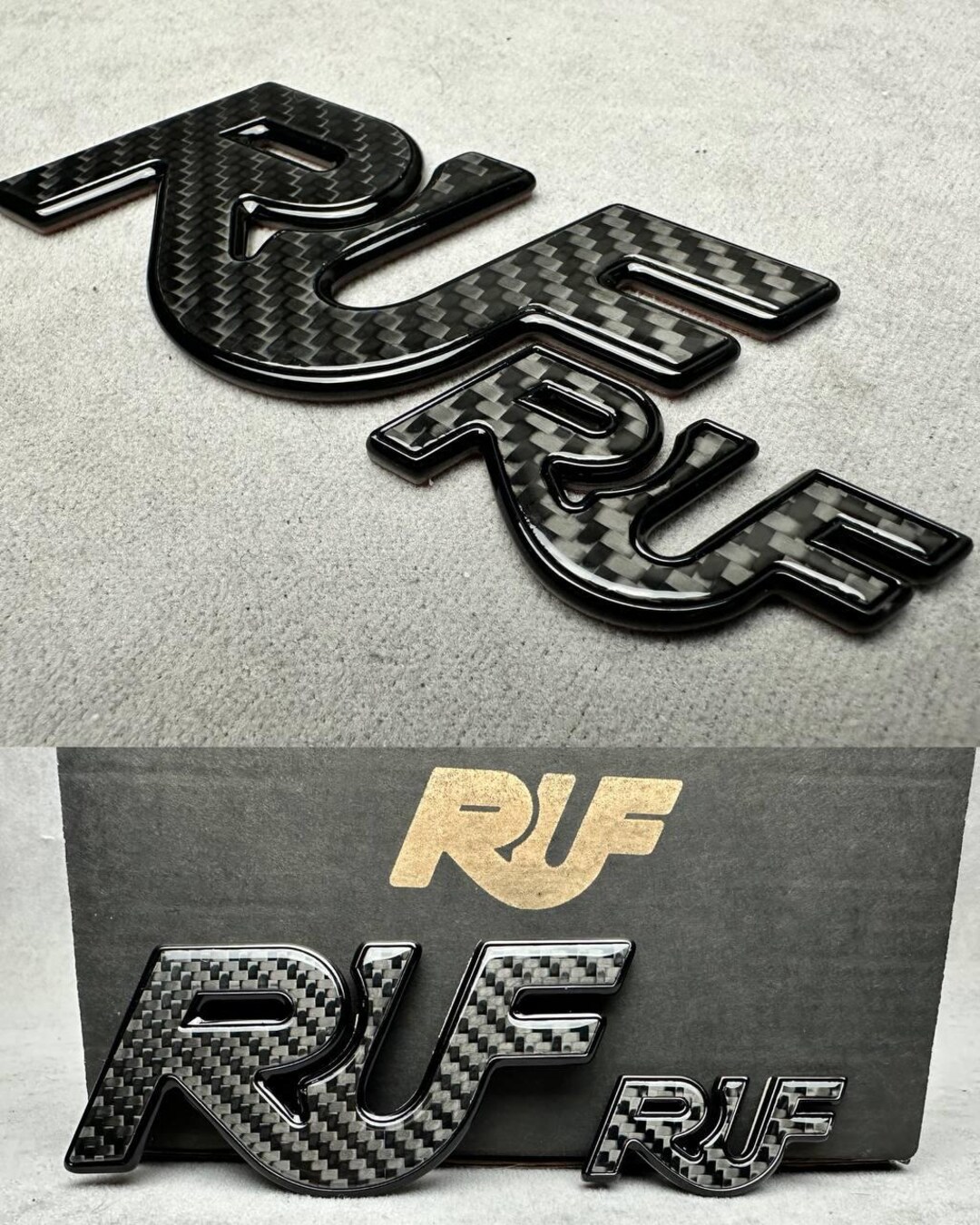 Ruf Emblems Porsche Style Carbon Black Logo Metal Badges Set for ...