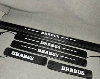 Seuils de porte Brabus en carbone avec 5 LED pour Mercedes Classe G W463A W464 W465 G63 G500, éclairage blanc pour plaques d'immatriculation (à partir de 2018)